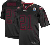 Nike 49ers #21 Frank Gore Lights Out Black With Hall of Fame 50th Patch NFL Elite Jersey