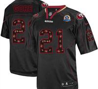 Nike 49ers #21 Frank Gore New Lights Out Black With Hall of Fame 50th Patch NFL Elite Jersey
