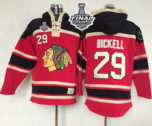 NHL Chicago Blackhawks #29 Bryan Bickell Red Sawyer Hooded Sweatshirt 2015 Stanley Cup Stitched Jerseys