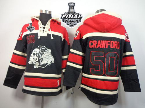 NHL Chicago Blackhawks #50 Corey Crawford Black Sawyer Hooded Sweatshirt 2015 Stanley Cup Stitched Jerseys