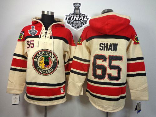 NHL Chicago Blackhawks #65 Andrew Shaw White Sawyer Hooded Sweatshirt 2015 Stanley Cup Stitched Jerseys