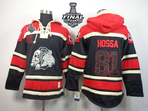 NHL Chicago Blackhawks #81 Marian Hossa Black Sawyer Hooded Sweatshirt 2015 Stanley Cup Stitched Jerseys