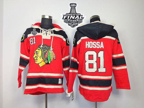NHL Chicago Blackhawks #81 Marian Hossa Red Sawyer Hooded Sweatshirt 2015 Stanley Cup Stitched Jerseys