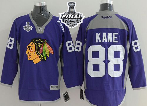 NHL Chicago Blackhawks #88 Patrick Kane Purple Practice 2015 Stanley Cup Stitched Jerseys