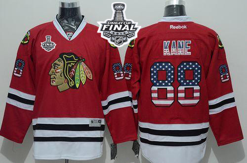 NHL Chicago Blackhawks #88 Patrick Kane Red USA Flag Fashion 2015 Stanley Cup Stitched Jerseys