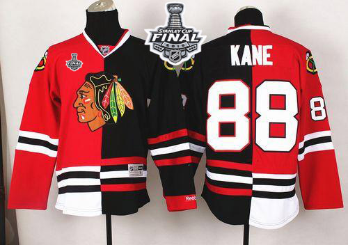 NHL Chicago Blackhawks #88 Patrick Kane Red-Black Split 2015 Stanley Cup Stitched Jerseys