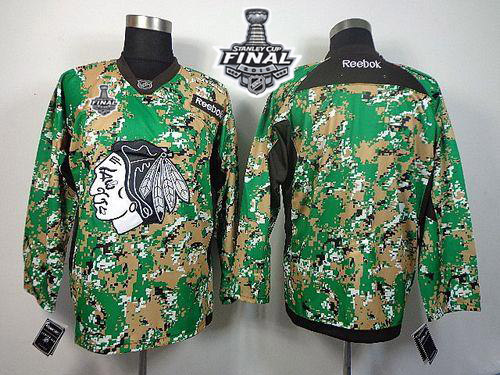 NHL Chicago Blackhawks Blank Camo Veterans Day Practice 2015 Stanley Cup Stitched Jerseys