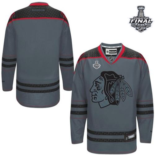 NHL Chicago Blackhawks Blank Charcoal Cross Check Fashion 2015 Stanley Cup Stitched Jerseys