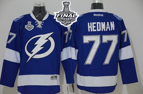 NHL Tampa Bay Lightning #77 Victor Hedman Blue 2015 Stanley Cup Stitched Jerseys