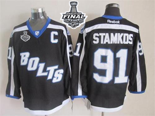 NHL Tampa Bay Lightning #91 Steven Stamkos Black Third 2015 Stanley Cup Stitched Jerseys