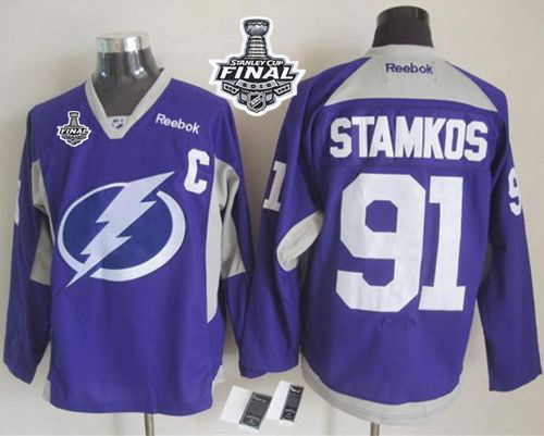 NHL Tampa Bay Lightning #91 Steven Stamkos Purple Practice 2015 Stanley Cup Stitched Jerseys