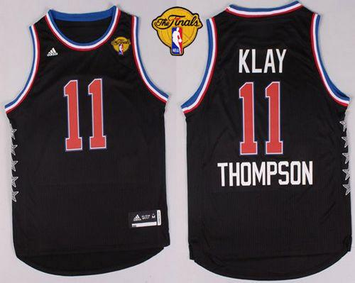 NBA Golden State Warrlors #11 Klay Thompson Black 2015 All Star The Finals Patch Stitched Jerseys
