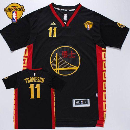 NBA Golden State Warrlors #11 Klay Thompson Black Slate Chinese New Year The Finals Patch Stitched Jerseys