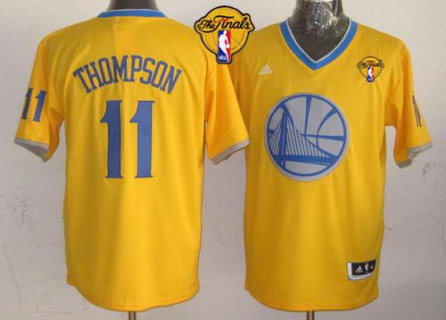 NBA Golden State Warrlors #11 Klay Thompson Gold 2013 Christmas Day Swingman The Finals Patch Stitched Jerseys
