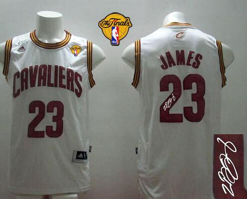 NBA Revolution 30 Autographed Cleveland Cavaliers #23 LeBron James White Home The Finals Patch Stitched Jerseys