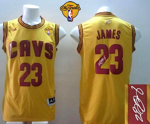 NBA Revolution 30 Autographed Cleveland Cavaliers #23 LeBron James Yellow Alternate The Finals Patch Stitched Jerseys