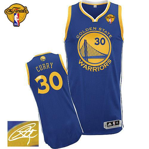 NBA Revolution 30 Autographed Golden State Warrlors #30 Stephen Curry Blue The Finals Patch Stitched Jerseys