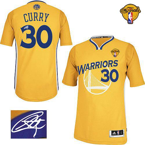 NBA Revolution 30 Autographed Golden State Warrlors #30 Stephen Curry Gold The Finals Patch Stitched Jerseys