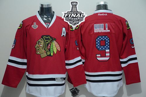 NHL Chicago Blackhawks #9 Bobby Hull Red USA Flag Fashion 2015 Stanley Cup Stitched Jerseys