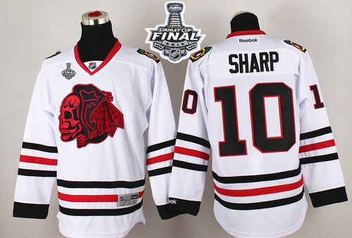 NHL Chicago Blackhawks #10 Patrick Sharp White(Red Skull) 2015 Stanley Cup Stitched Jerseys