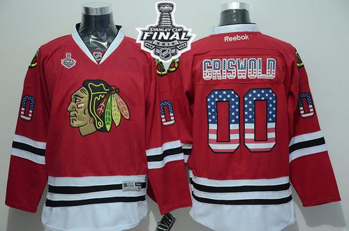 NHL Chicago Blackhawks #00 Clark Griswold Red USA Flag Fashion 2015 Stanley Cup Stitched Jerseys