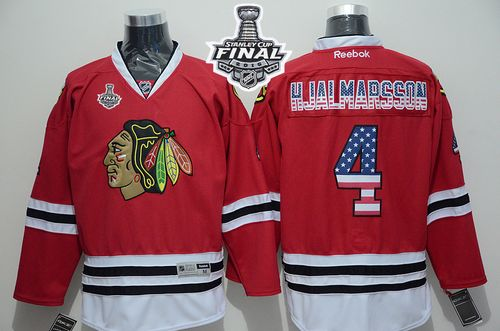 NHL Chicago Blackhawks #4 Niklas Hjalmarsson Red USA Flag Fashion 2015 Stanley Cup Stitched Jerseys