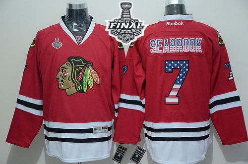NHL Chicago Blackhawks #7 Brent Seabrook Red USA Flag Fashion 2015 Stanley Cup Stitched Jerseys