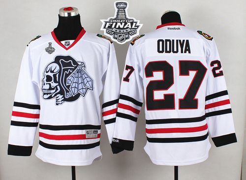 NHL Chicago Blackhawks #27 Johnny Oduya White(White Skull) 2015 Stanley Cup Stitched Jerseys