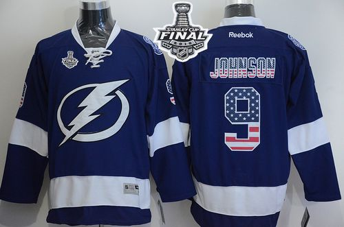 NHL Tampa Bay Lightning #9 Tyler Johnson Blue USA Flag Fashion 2015 Stanley Cup Stitched Jerseys