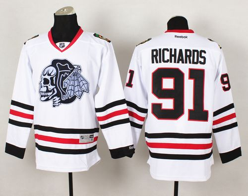 NHL Chicago Blackhawks #91 Brad Richards White(White Skull) Stitched Jerseys