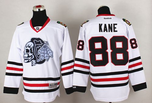 NHL Chicago Blackhawks #88 Patrick Kane White(White Skull) Stitched Jerseys