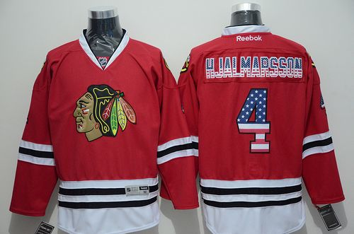 NHL Chicago Blackhawks #4 Niklas Hjalmarsson Red USA Flag Fashion Stitched Jerseys