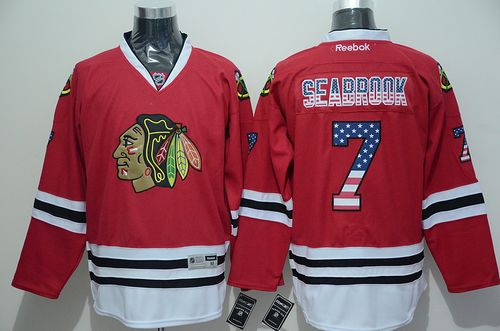 NHL Chicago Blackhawks #7 Brent Seabrook Red USA Flag Fashion Stitched Jerseys