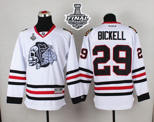NHL Chicago Blackhawks #29 Bryan Bickell White(White Skull) 2015 Stanley Cup Stitched Jerseys
