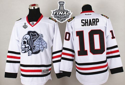 NHL Chicago Blackhawks #10 Patrick Sharp White(White Skull) 2015 Stanley Cup Stitched Jerseys