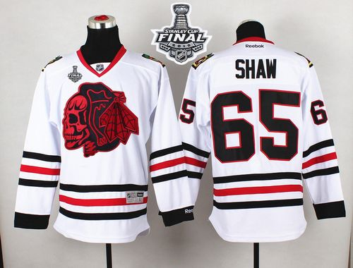 NHL Chicago Blackhawks #65 Andrew Shaw White(Red Skull) 2015 Stanley Cup Stitched Jerseys