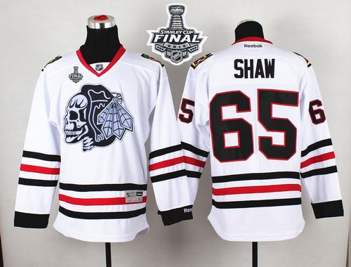 NHL Chicago Blackhawks #65 Andrew Shaw White(White Skull) 2015 Stanley Cup Stitched Jerseys