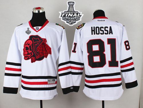 NHL Chicago Blackhawks #81 Marian Hossa White(Red Skull) 2015 Stanley Cup Stitched Jerseys