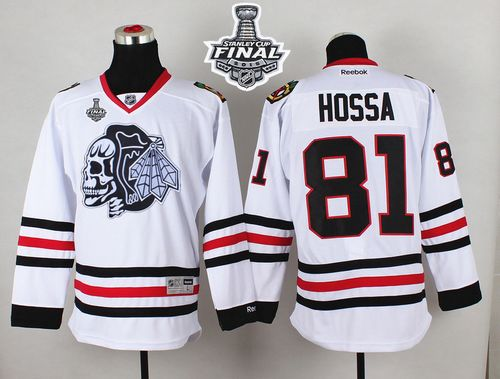 NHL Chicago Blackhawks #81 Marian Hossa White(White Skull) 2015 Stanley Cup Stitched Jerseys