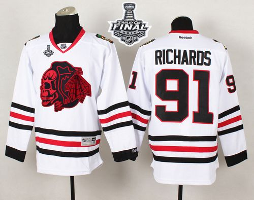 NHL Chicago Blackhawks #91 Brad Richards White(Red Skull) 2015 Stanley Cup Stitched Jerseys