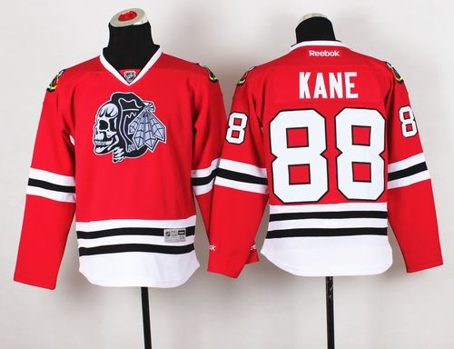 NHL Youth Chicago Blackhawks #88 Patrick Kane Red(White Skull) Stitched