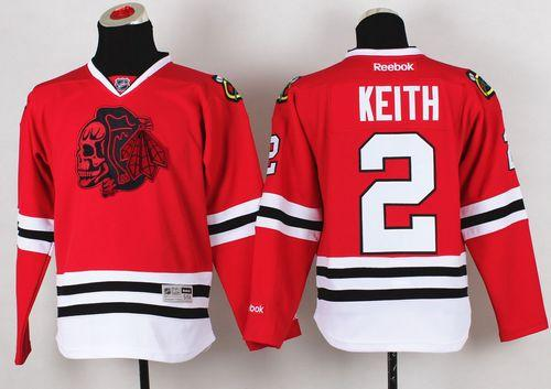 NHL Youth Chicago Blackhawks #2 Duncan Keith Red(Red Skull) Stitched