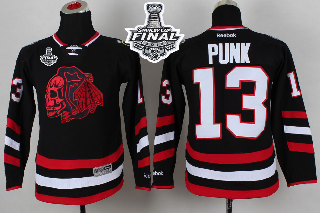 NHL Youth Chicago Blackhawks #13 Punk Black(Red Skull) 2014 Stadium Series 2015 Stanley Cup Stitched