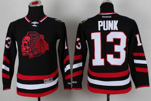 NHL Youth Chicago Blackhawks #13 Punk Black(Red Skull) 2014 Stadium Series Stitched