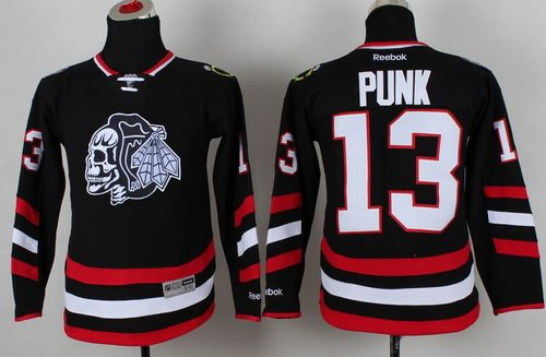 NHL Youth Chicago Blackhawks #13 Punk Black(White Skull) 2014 Stadium Series Stitched