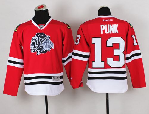 NHL Youth Chicago Blackhawks #13 Punk Red(White Skull) Stitched