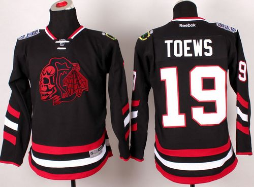 NHL Youth Chicago Blackhawks #19 Jonathan Toews Black(Red Skull) 2014 Stadium Series Stitched