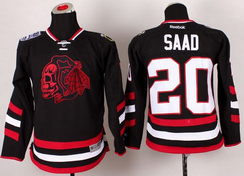 NHL Youth Chicago Blackhawks #20 Brandon Saad Black(Red Skull) 2014 Stadium Series Stitched