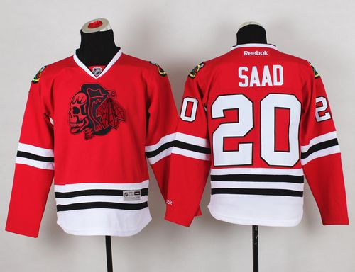 NHL Youth Chicago Blackhawks #20 Brandon Saad Red(Red Skull) Stitched