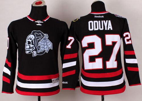 NHL Youth Chicago Blackhawks #27 Johnny Oduya Black(White Skull) 2014 Stadium Series Stitched